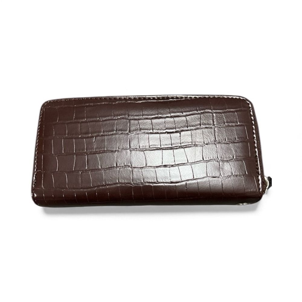 Elegant Brown Crocodile-Embossed Wallet - Picture 2 of 3